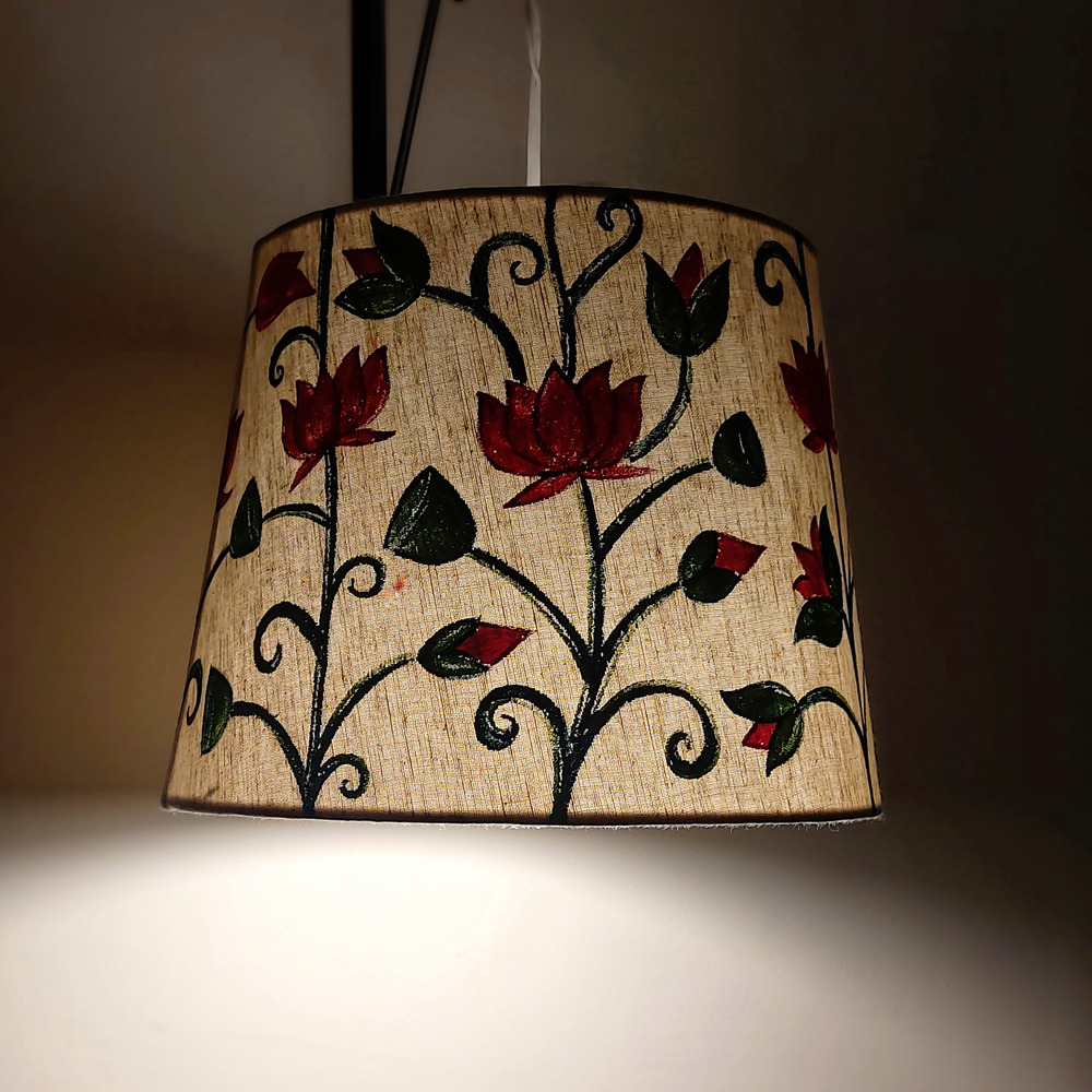 red flower design lamp