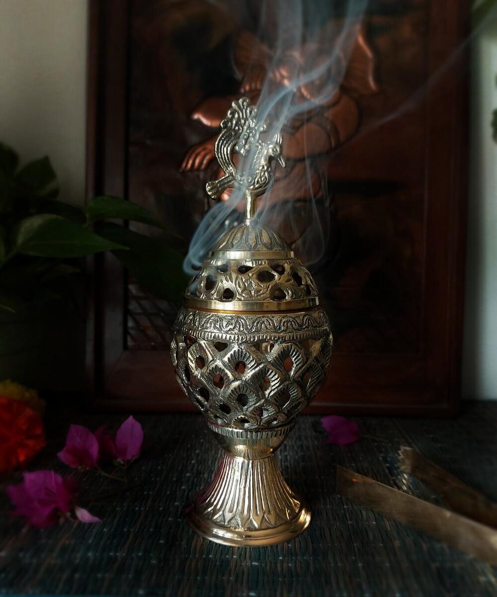 traditional peacock loban lamp