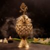 brass antique peacock incense burner