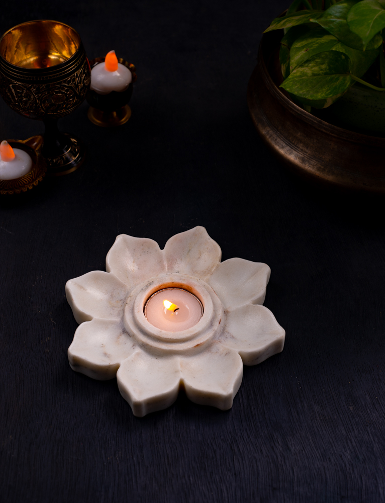 white marble candle holder