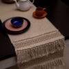 Hand tufted grey table runner
