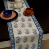 Blue floral hand block printed table runner