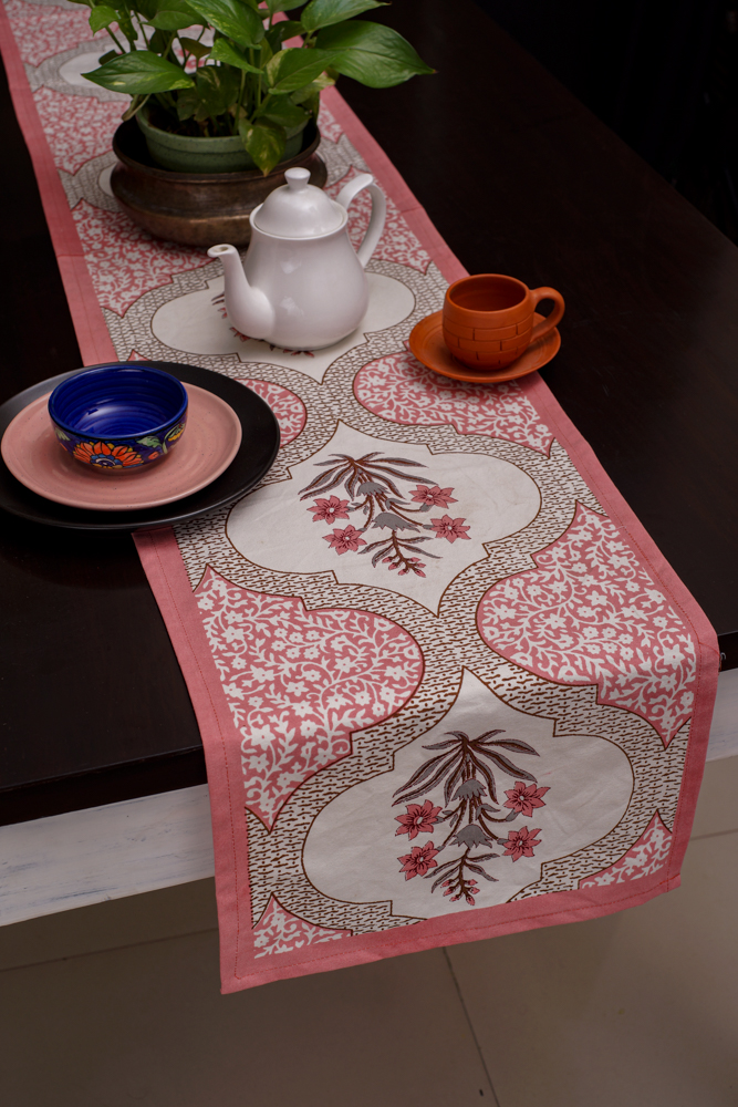 red cotton dining table runner