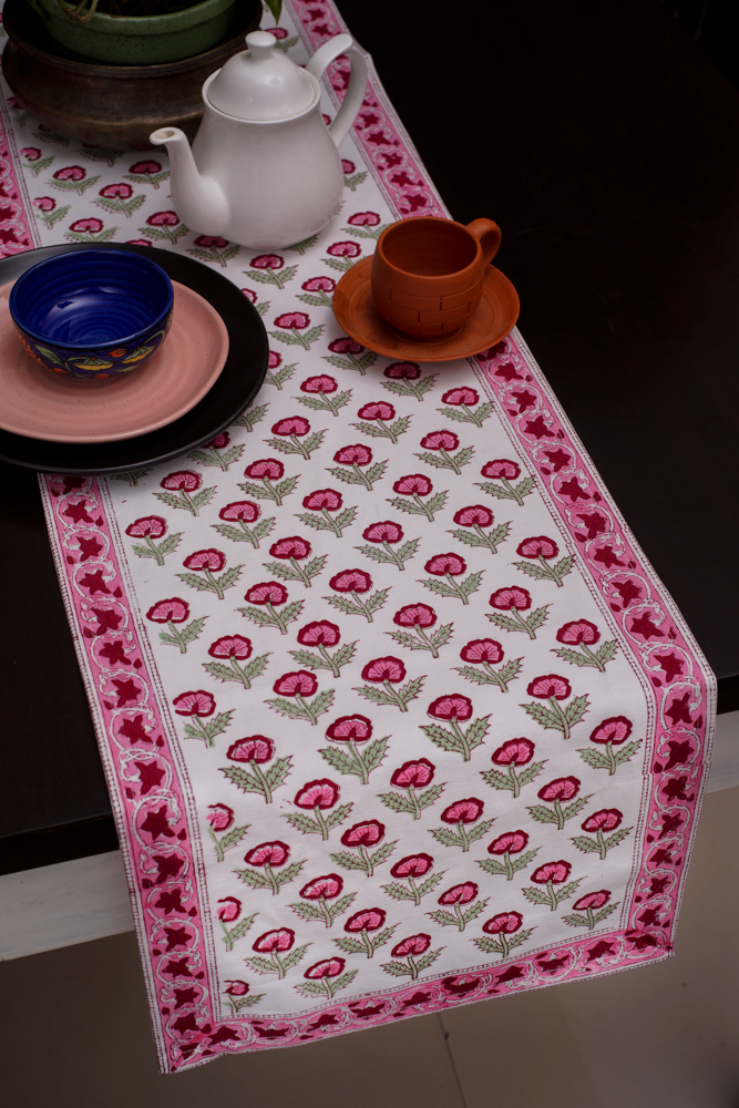pink dining table runner